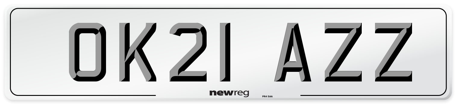 OK21 AZZ Number Plate from New Reg